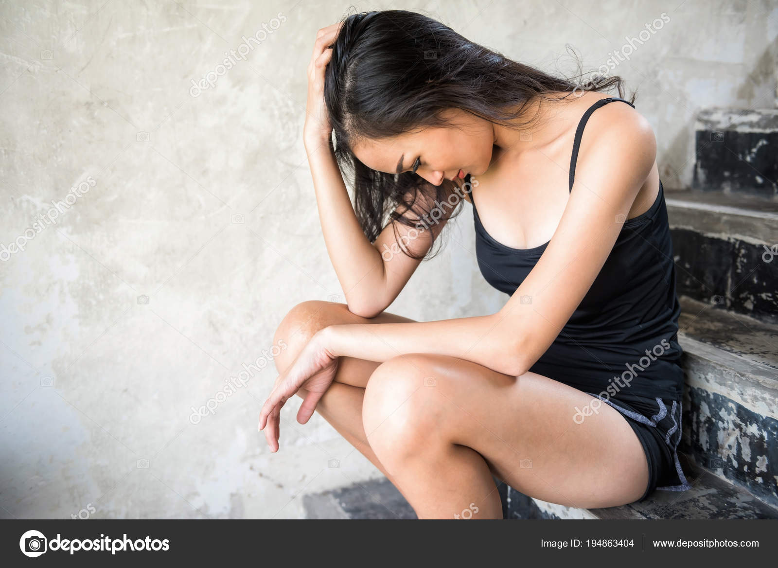 Depressed prostitute Asian woman in brothel Stock Photo by ©blanscape 194863404 pic