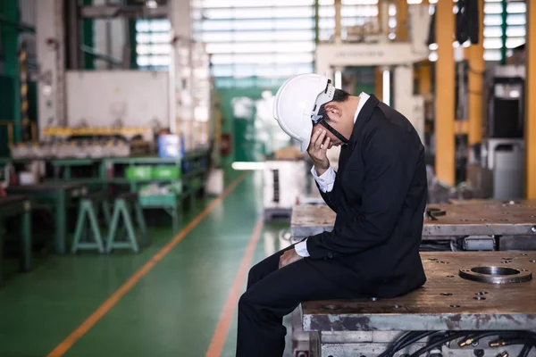 Stressed Factory manager owner crying