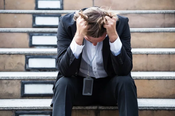 Shock American Business Man Headache Get Fired Reduce Salary Due — Foto de Stock