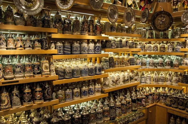 Traditional Bavarian Souvenirs Ceramic Beer Mugs — Stock Photo, Image