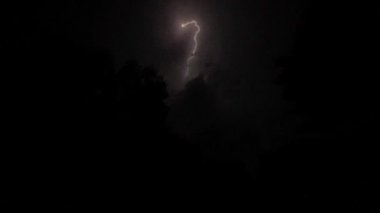 Ağır çekimde şimşek dallar halinde gece gökyüzünde yaylanır..