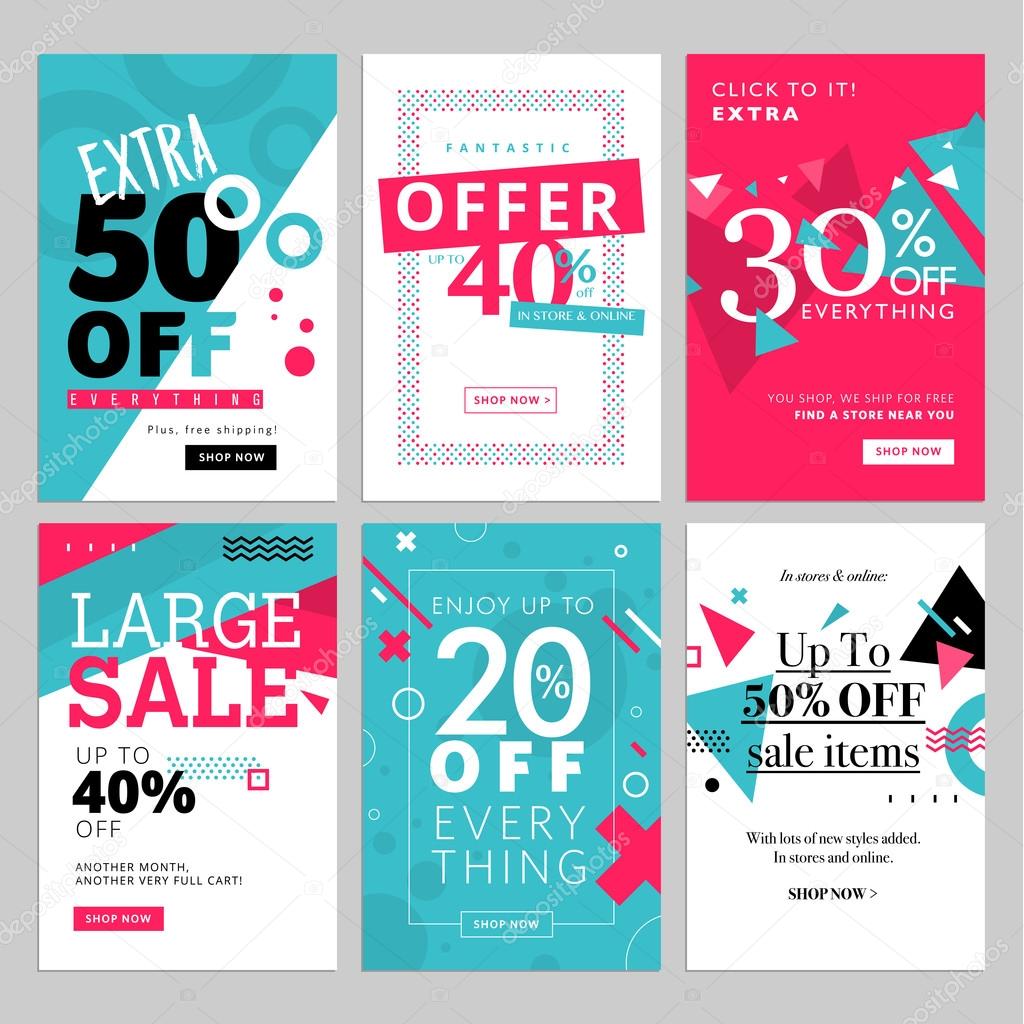 Social media sale banners, and ads web template set