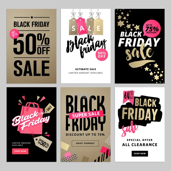 Conjunto de banners de venta móvil. Black Friday venta banners — Vector de stock