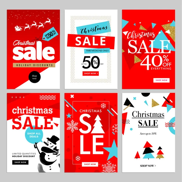 Ensemble de bannières de vente mobile de Noël et du Nouvel An — Image vectorielle