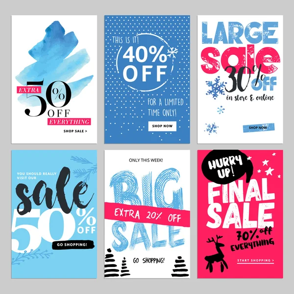 Set of winter mobile sale banners — Stock Vector