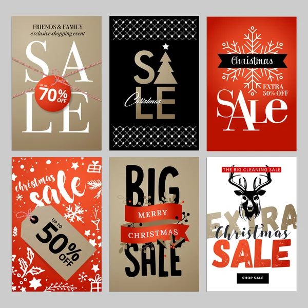 Sada Vánoce a nový rok prodej mobilních bannerů — Stockový vektor