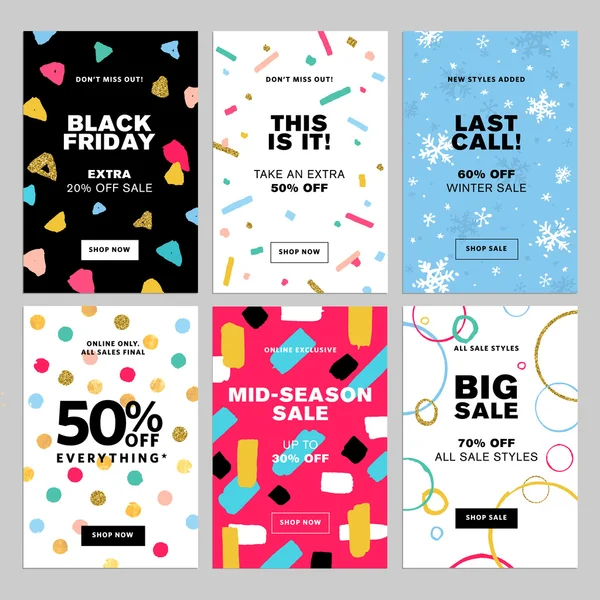Set of winter mobile sale banners — Διανυσματικό Αρχείο