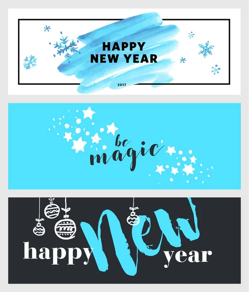 Set of Christmas and New Year social media banners — Stock Vector