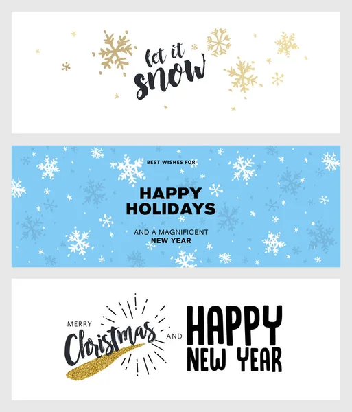 Set of Christmas and New Year social media banners — Stock Vector