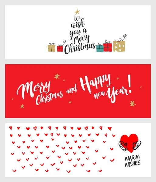 Eine Reihe von Bannern für Weihnachten und Neujahr in den sozialen Medien — Stockvektor