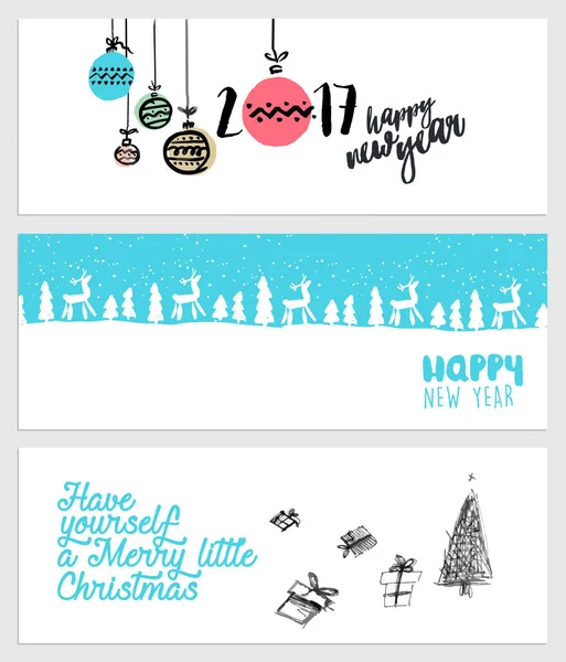 Set of Christmas and New Year social media banners — Stock Vector