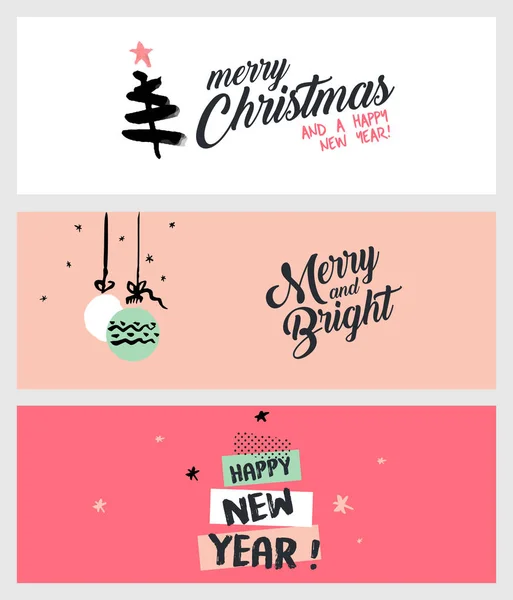 圣诞和新年的社交媒体横幅设置 — 图库矢量图片