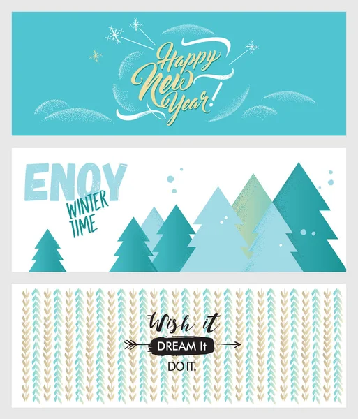 Set de banners de Navidad y Año Nuevo en las redes sociales — Vector de stock