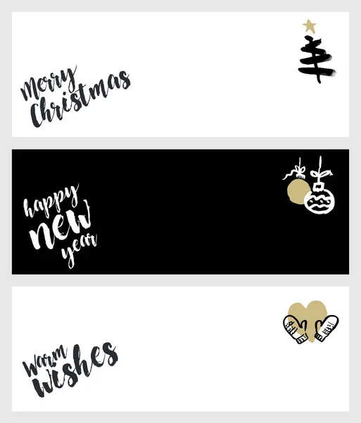 Conjunto de banners de Natal e Ano Novo nas redes sociais — Vetor de Stock