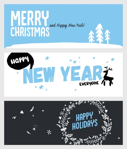 Set of Christmas and New Year social media banners — Stock Vector