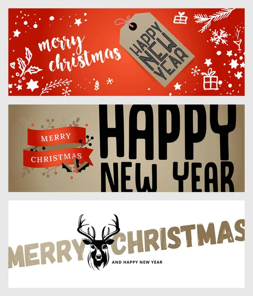 Set de banners de Navidad y Año Nuevo en las redes sociales — Vector de stock