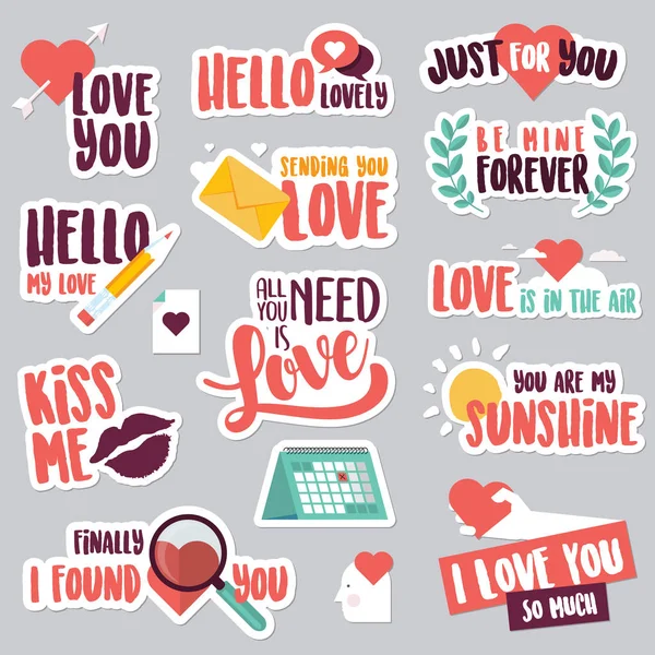 Set van liefde stickers voor sociaal netwerk — Stockvector