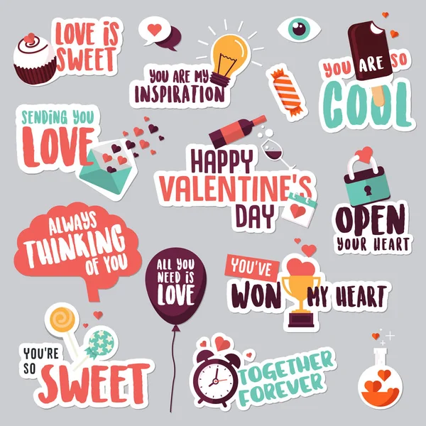 Set van liefde stickers voor sociaal netwerk — Stockvector