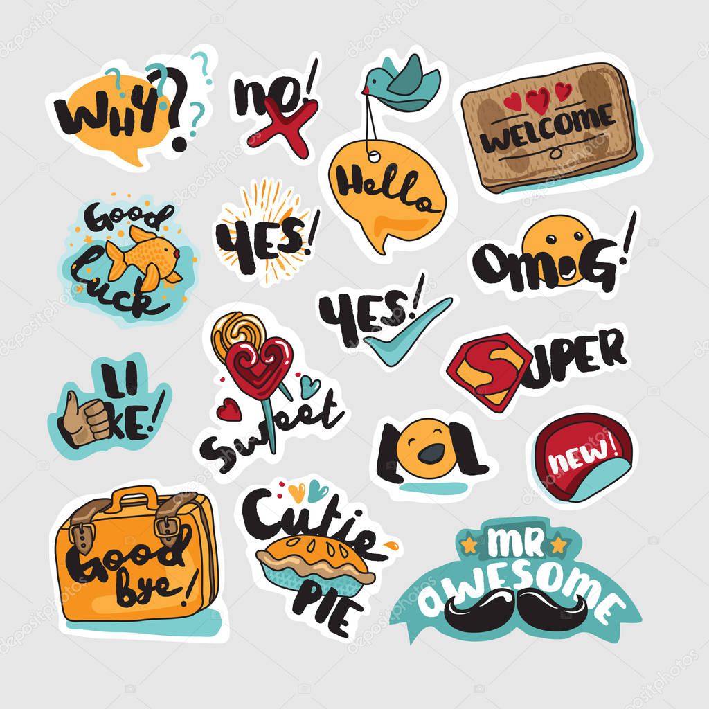 Set of social network stickers