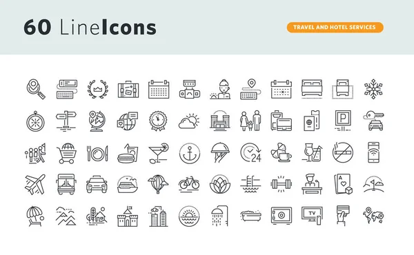 Conjunto de ícones de conceito premium para viagens e serviços hoteleiros —  Vetores de Stock