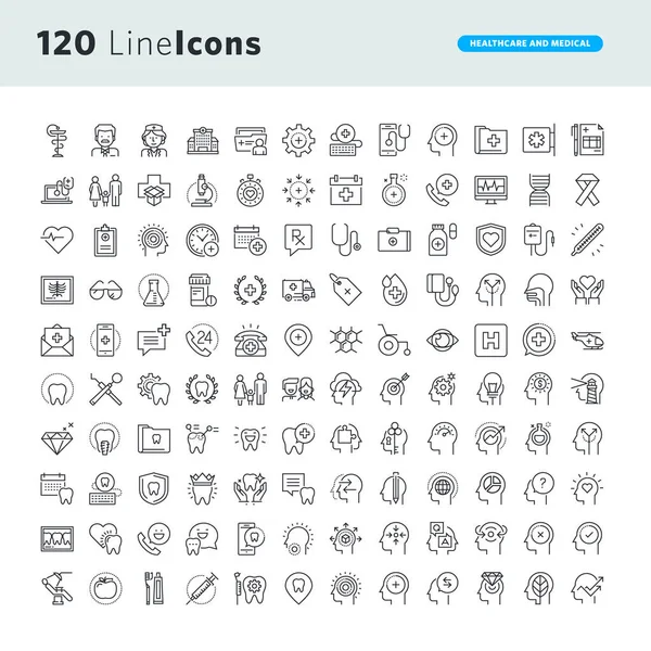 Set of premium concept icons for healthcare and medicine — Stock Vector