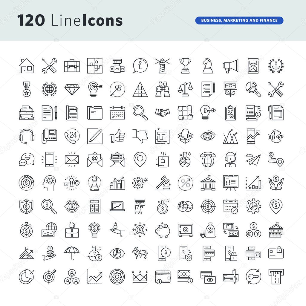 Set of premium concept icons for business, marketing and finance