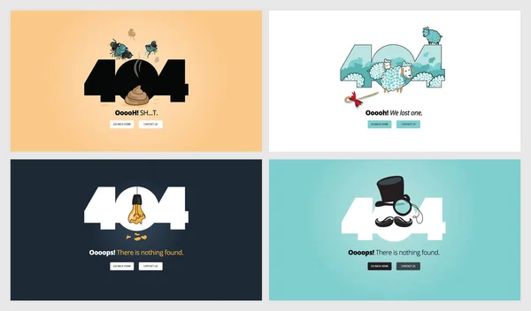 フラットなデザイン 404 エラー ページ テンプレートのセット — ストックベクタ