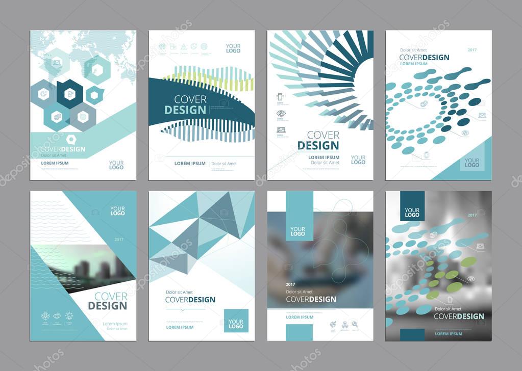 Vector illustrations of brochure covers, annual reports, flyer design layouts, business presentations, ads and magazine, business stationary collection.