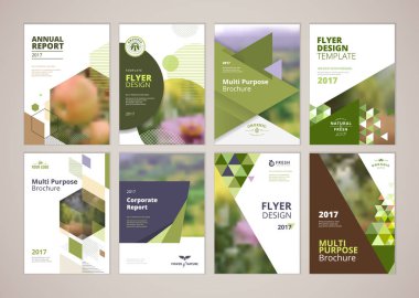 Natural and organic products brochure cover design and flyer layout templates collection