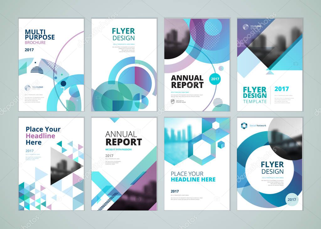 Set of vector illustrations for business presentation, business paper, corporate document cover and layout template designs.