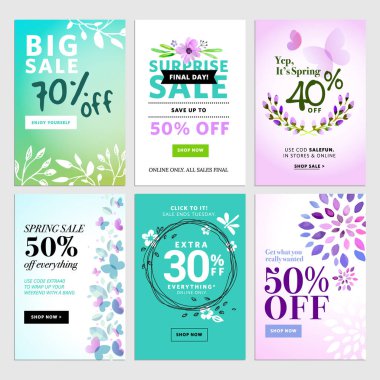 Set of mobile spring sale banners. 
