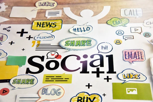 Conceito de Mídia Social e Rede Social — Fotografia de Stock