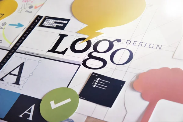Koncepce designu loga pro grafické designéry a design agentury služeb — Stock fotografie
