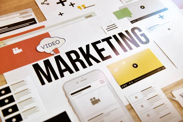 Concepto de video marketing para banners web — Foto de Stock