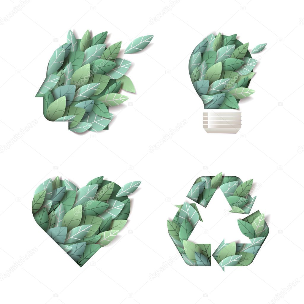 Vector illustration for ecology, environment, recycling, renewable energy, green technology, natural products.
