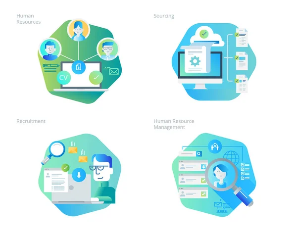 Material design icons set for human resources, recruitment, HR management, career — Stock Vector