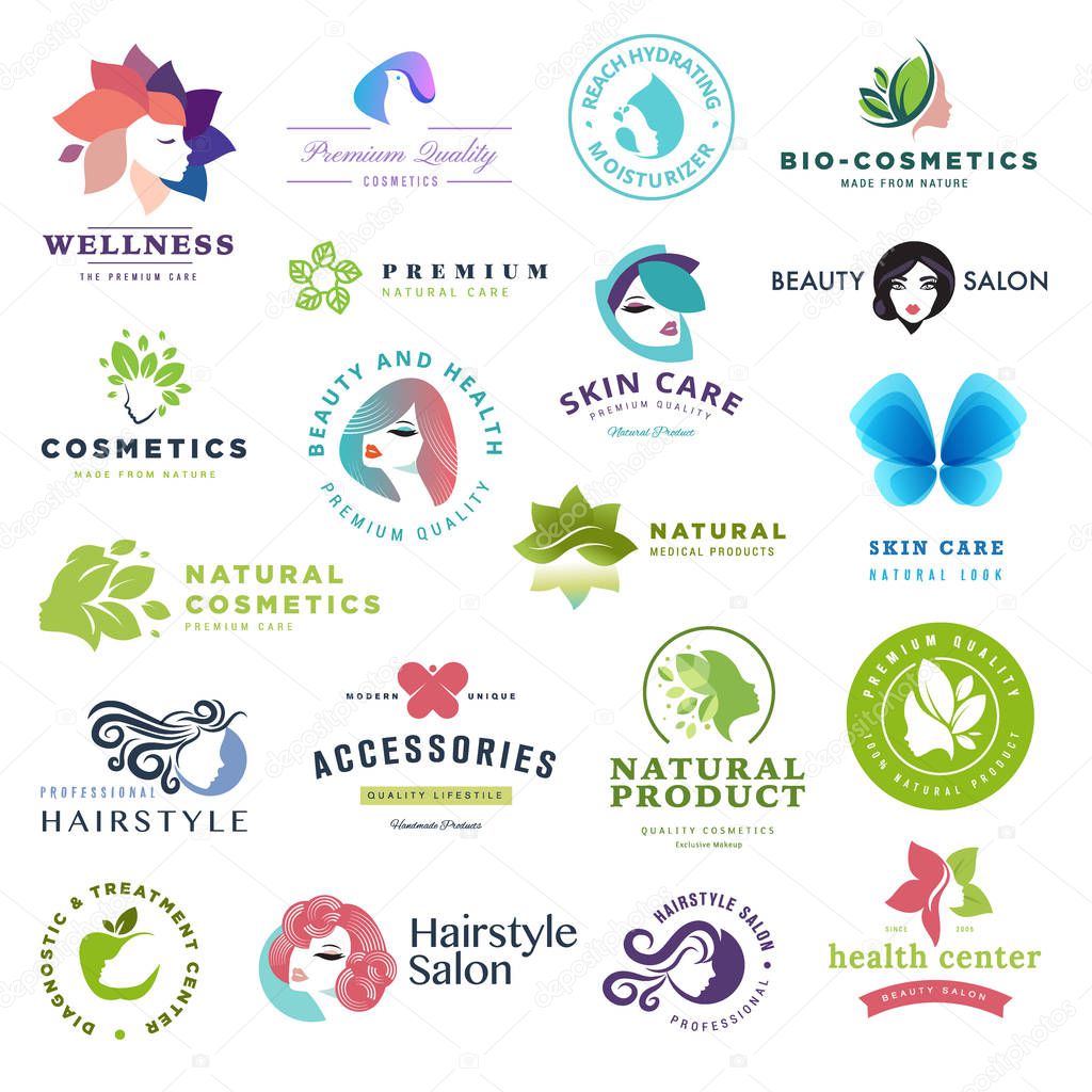 Set of beauty and cosmetics concept icons