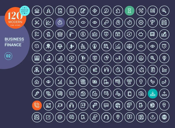 Collection of business and finance line icons Stock Vector
