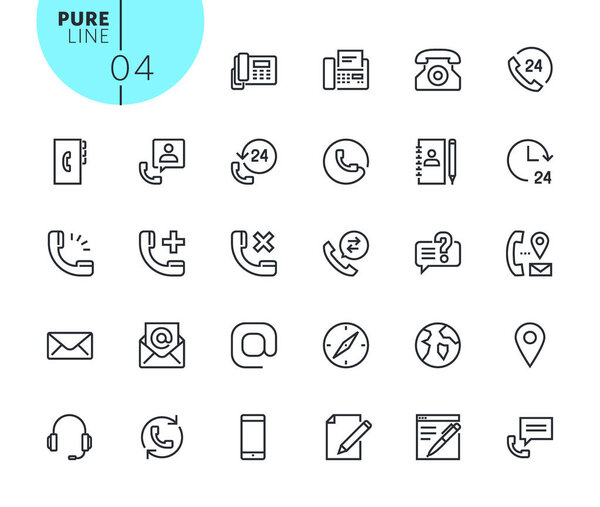 Набор значков контакта, поддержки и местоположения
   