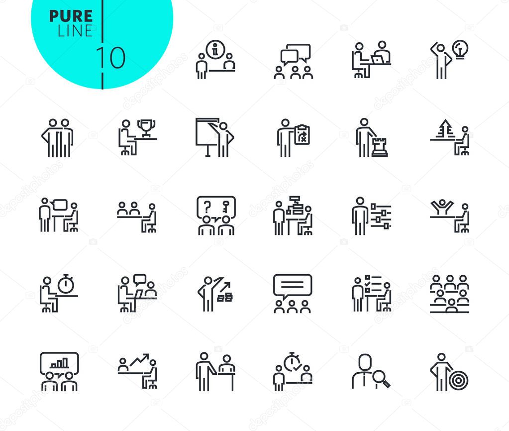 Set of strategy, planning and teamwork icons   