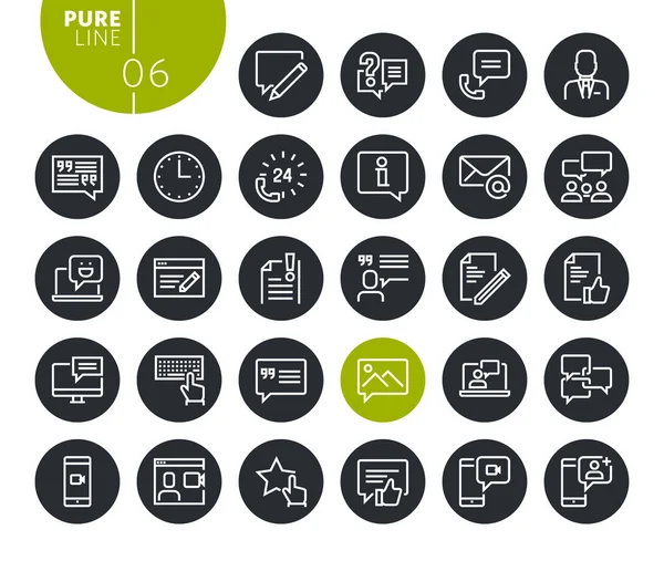 Les médias sociaux modernes et les icônes de ligne de réseautage ensemble. Illustrations vectorielles pour la conception et le développement de sites Web et d'applications. Symboles Web de contour de qualité supérieure — Image vectorielle