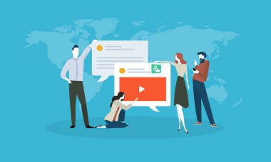 Sosyal medya ve ağ düz tasarım konsepti