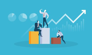 Takım lideri. Düz tasarım iş insanlar kavramı iş başarısı, iş lideri, amaca ulaşmak için. 