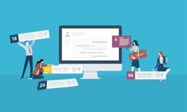 Zaman yönetimi. Düz tasarım iş insanlar kavramı. 