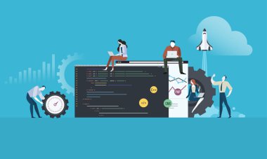 Kodlama. Düz insan ve teknoloji tasarım için Web sitesi ve uygulama geliştirme. 