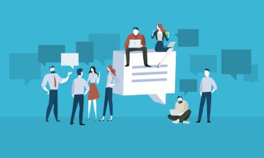 Forum. Düz tasarım insan ve teknoloji kavramı. 