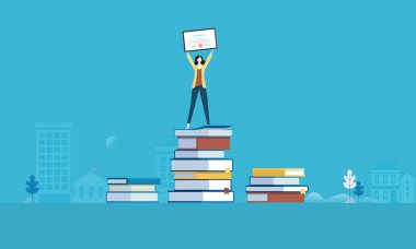 Eğitim, üniversite, sertifika için düz tasarım stili web banner