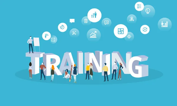 Płaska konstrukcja stylu bannery dla szkoleń, szkolenia, Edukacja online, specjalizacji, przekwalifikowanie — Wektor stockowy