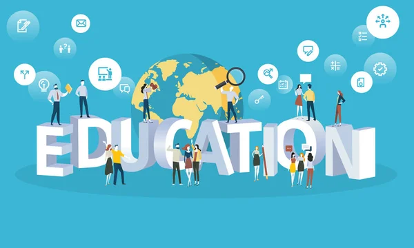 Επίπεδη σχεδίαση στυλ web banner για την εκπαίδευση, Πανεπιστήμιο για όλους, μελλοντικά επαγγέλματα. — Διανυσματικό Αρχείο