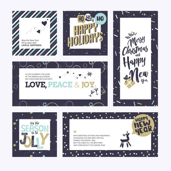 Colección de tarjetas de felicitación de Navidad y Año Nuevo y banners web — Vector de stock